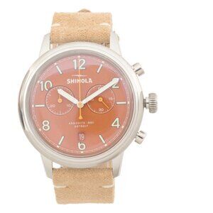 SHINOLA natural Men's Made In Usa Traveler 2 Eye Chrono Leather Strap Watch